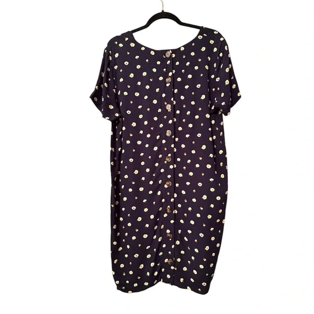 Madewell Navy Daisy Dot Mini Dress Women’s Medium Ditsy Floral Shift V-Neck - Picture 2 of 9